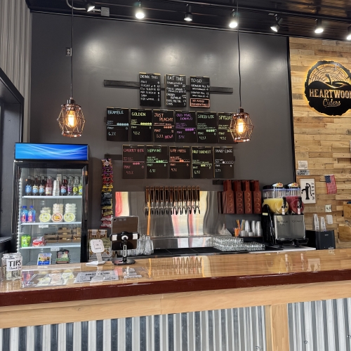 Tasting Room Bar Menu and Merch Wall
